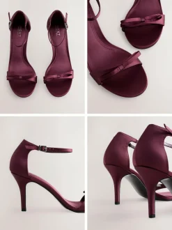 Next Forever Comfort® Mini Satin Bow Heeled Sandals Burgundy Red Discount
