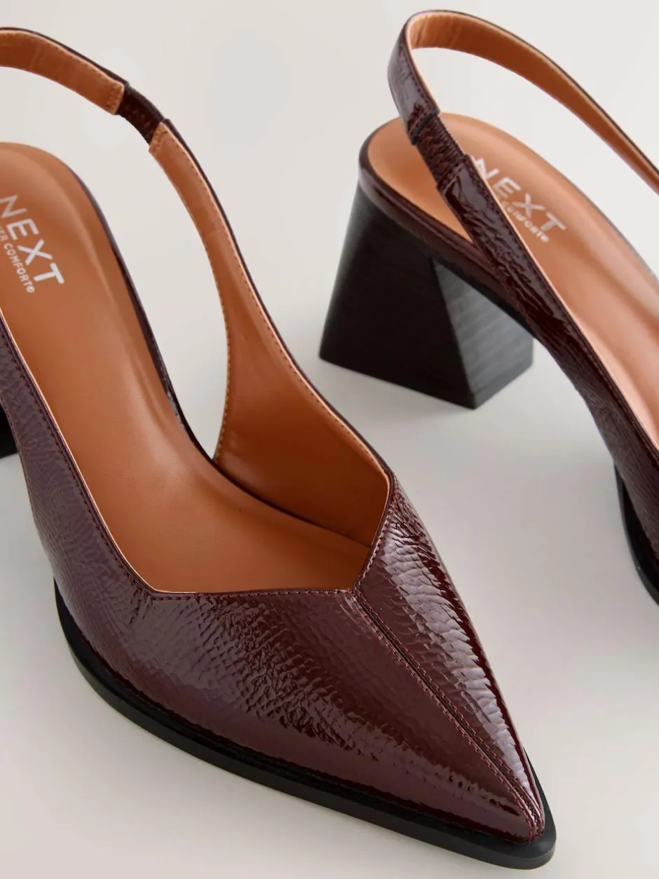 Next Forever Comfort® Pointed Toe Slingback Block Heels Burgundy Red Online