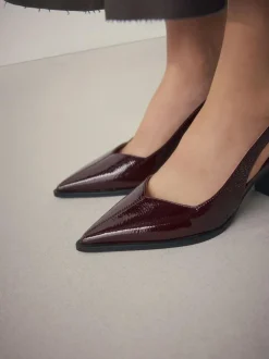 Next Forever Comfort® Pointed Toe Slingback Block Heels Burgundy Red Online