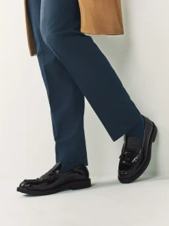 Next Burgundy Red Fringe Penny Loafers Best