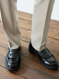 Next Burgundy Red Fringe Penny Loafers Best