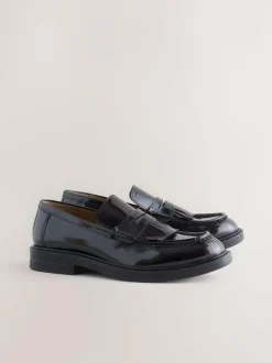 Next Burgundy Red Fringe Penny Loafers Best