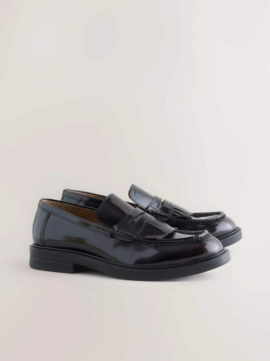 Next Burgundy Red Fringe Penny Loafers Best