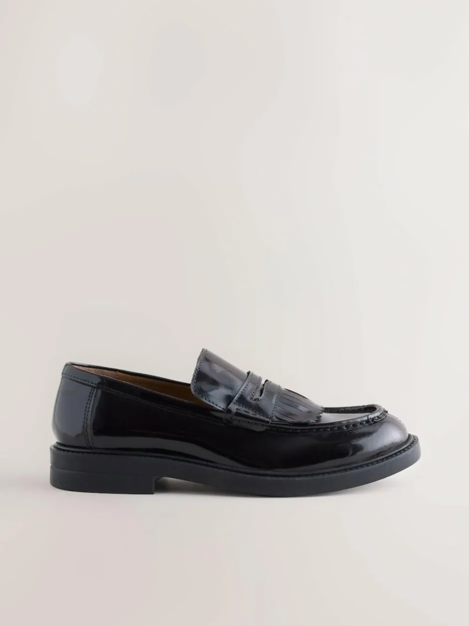 Next Burgundy Red Fringe Penny Loafers Best
