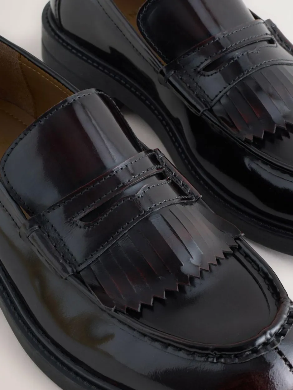Next Burgundy Red Fringe Penny Loafers Best