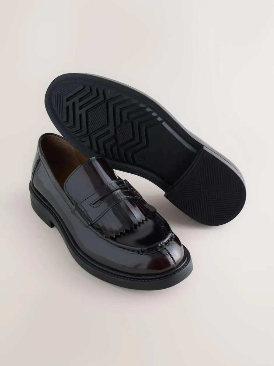 Next Burgundy Red Fringe Penny Loafers Best