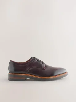 Next Heritage Derby Leather Shoes Burgundy Red Best