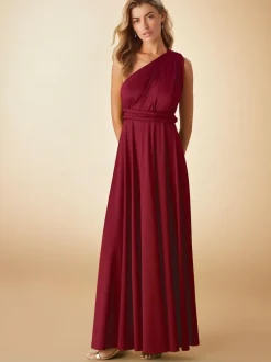Next Jersey Multiway Wedding Guest Bridesmaid Maxi Dress Burgundy Red Outlet