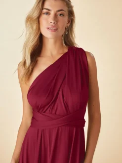 Next Jersey Multiway Wedding Guest Bridesmaid Maxi Dress Burgundy Red Outlet
