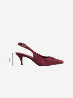 Next Leather Cutout Hardware Detail Slingback Heels Burgundy Red Outlet