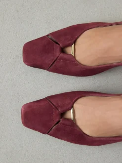 Next Leather Cutout Hardware Detail Slingback Heels Burgundy Red Outlet