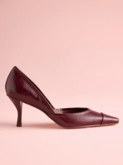 Next Tabitha Simmons x Mary Grace Leather Chisel Toe Court Heels Burgundy Red Leather New