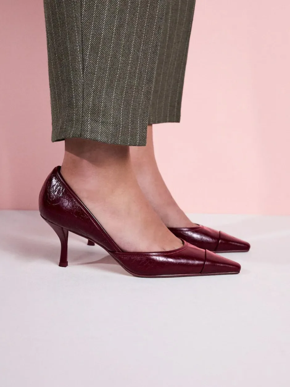 Next Tabitha Simmons x Mary Grace Leather Chisel Toe Court Heels Burgundy Red Leather New