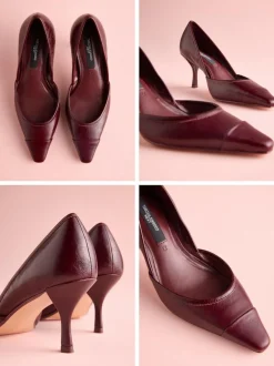 Next Tabitha Simmons x Mary Grace Leather Chisel Toe Court Heels Burgundy Red Leather New