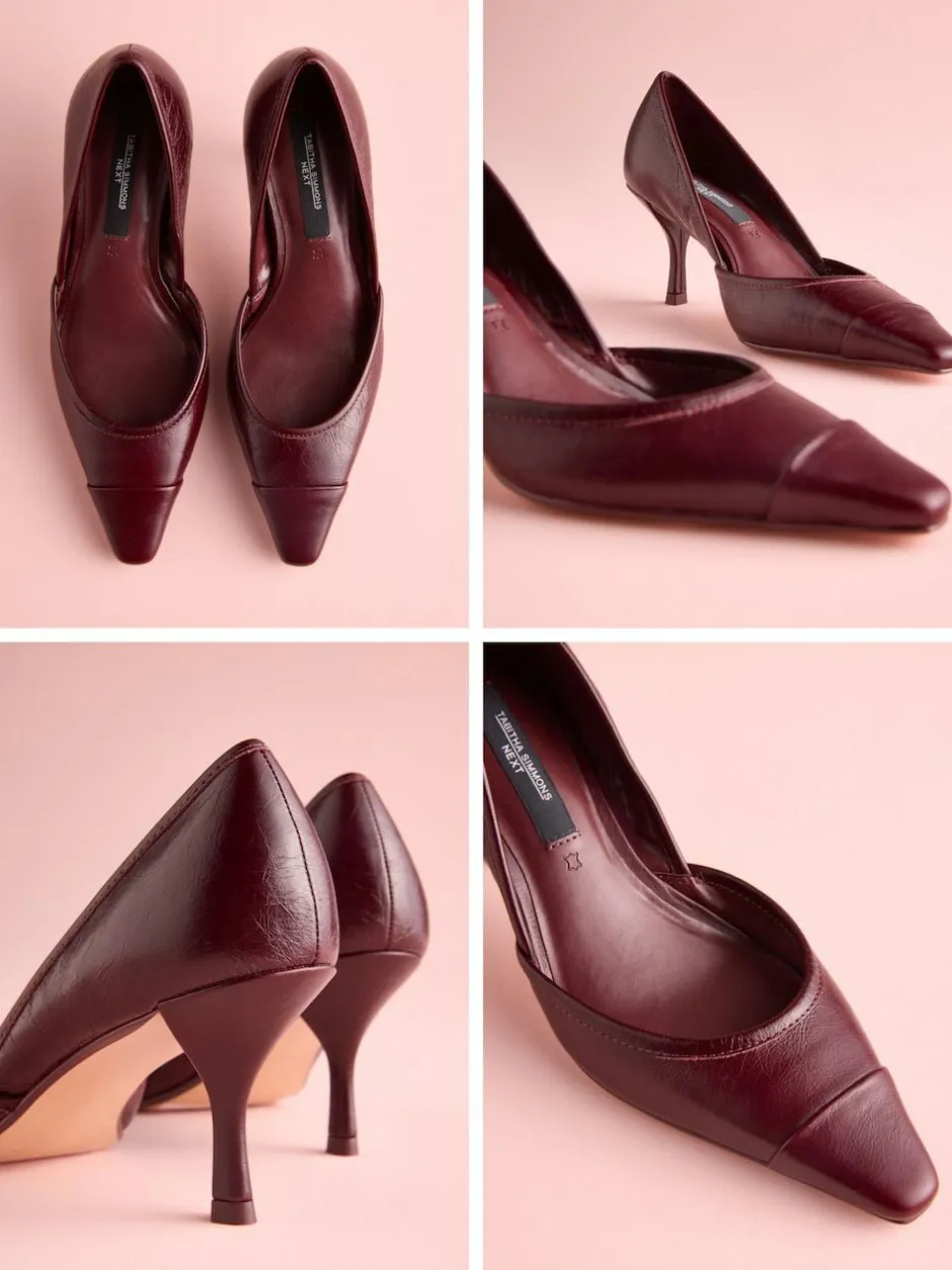 Next Tabitha Simmons x Mary Grace Leather Chisel Toe Court Heels Burgundy Red Leather New