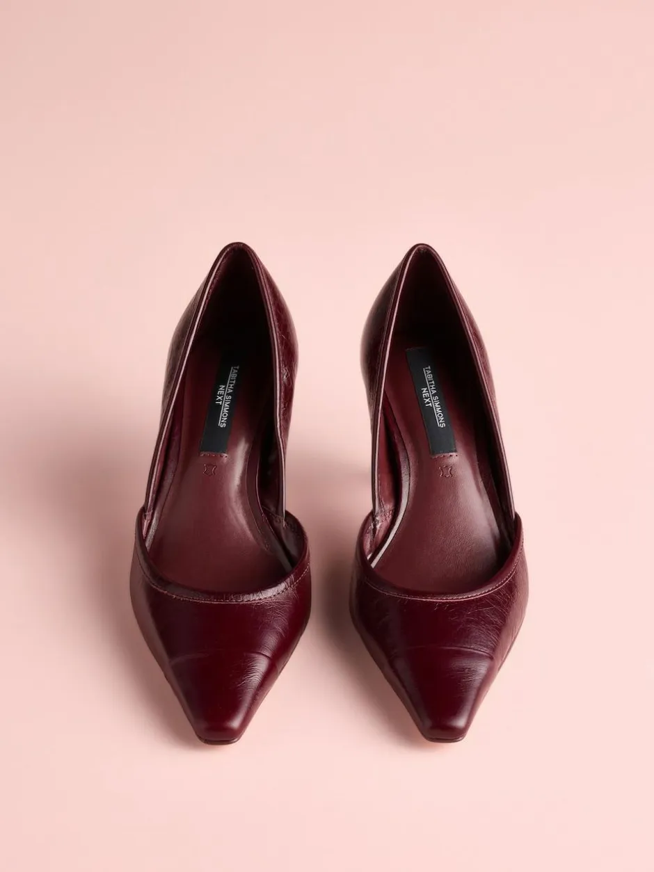 Next Tabitha Simmons x Mary Grace Leather Chisel Toe Court Heels Burgundy Red Leather New