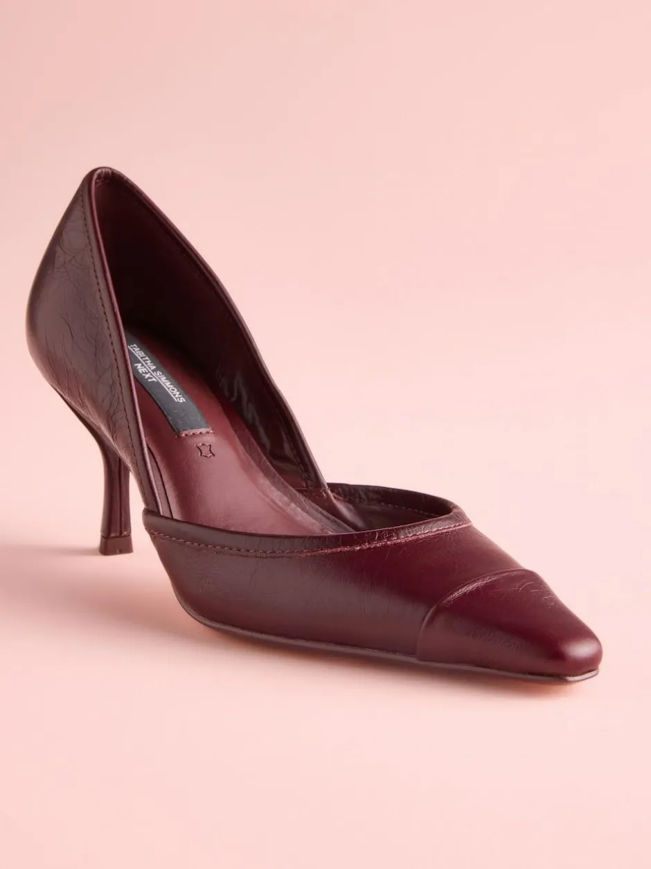 Next Tabitha Simmons x Mary Grace Leather Chisel Toe Court Heels Burgundy Red Leather New