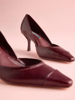 Next Tabitha Simmons x Mary Grace Leather Chisel Toe Court Heels Burgundy Red Leather New