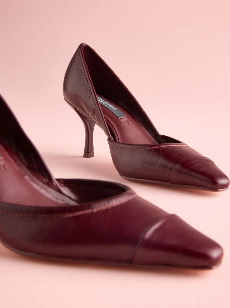 Next Tabitha Simmons x Mary Grace Leather Chisel Toe Court Heels Burgundy Red Leather New