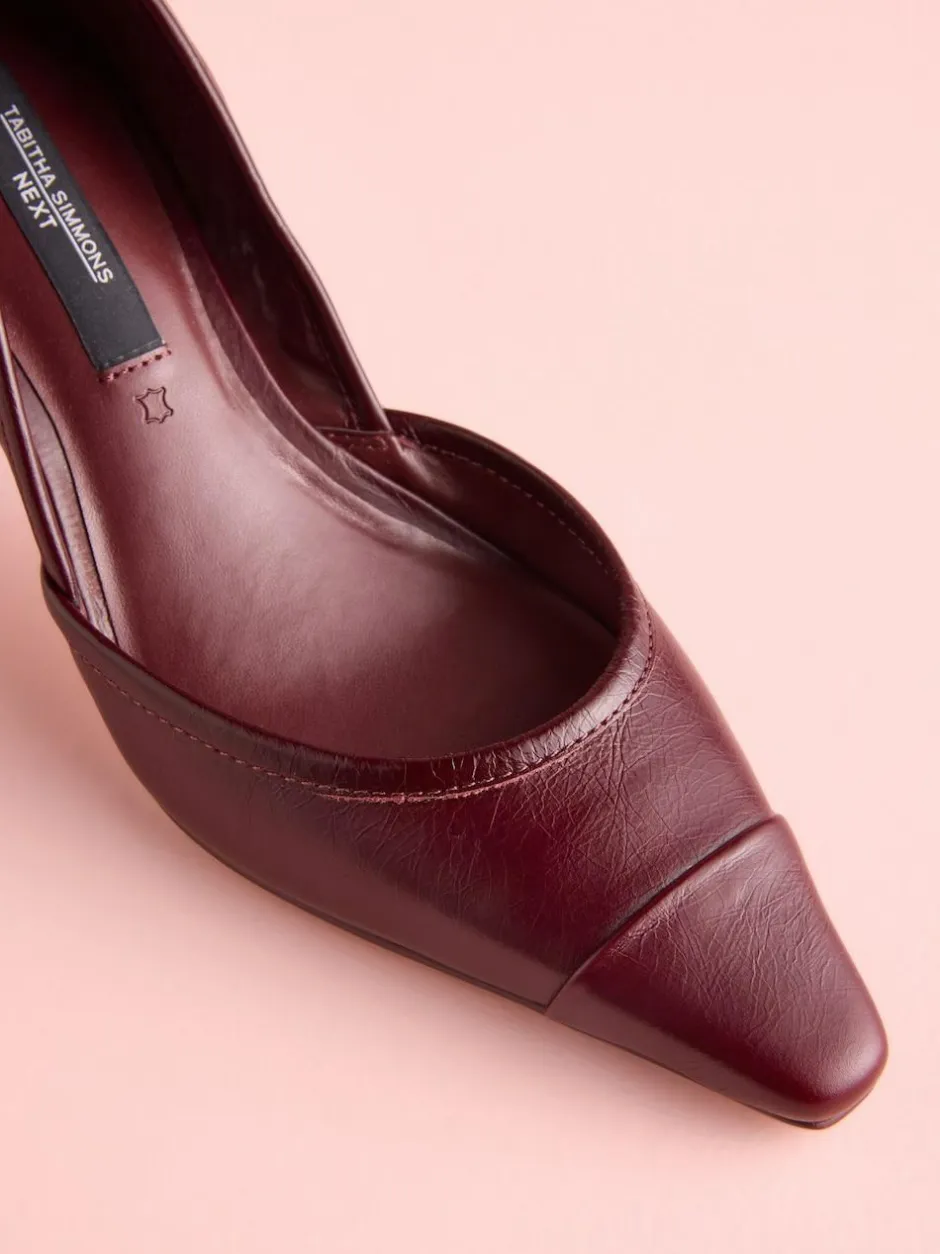 Next Tabitha Simmons x Mary Grace Leather Chisel Toe Court Heels Burgundy Red Leather New