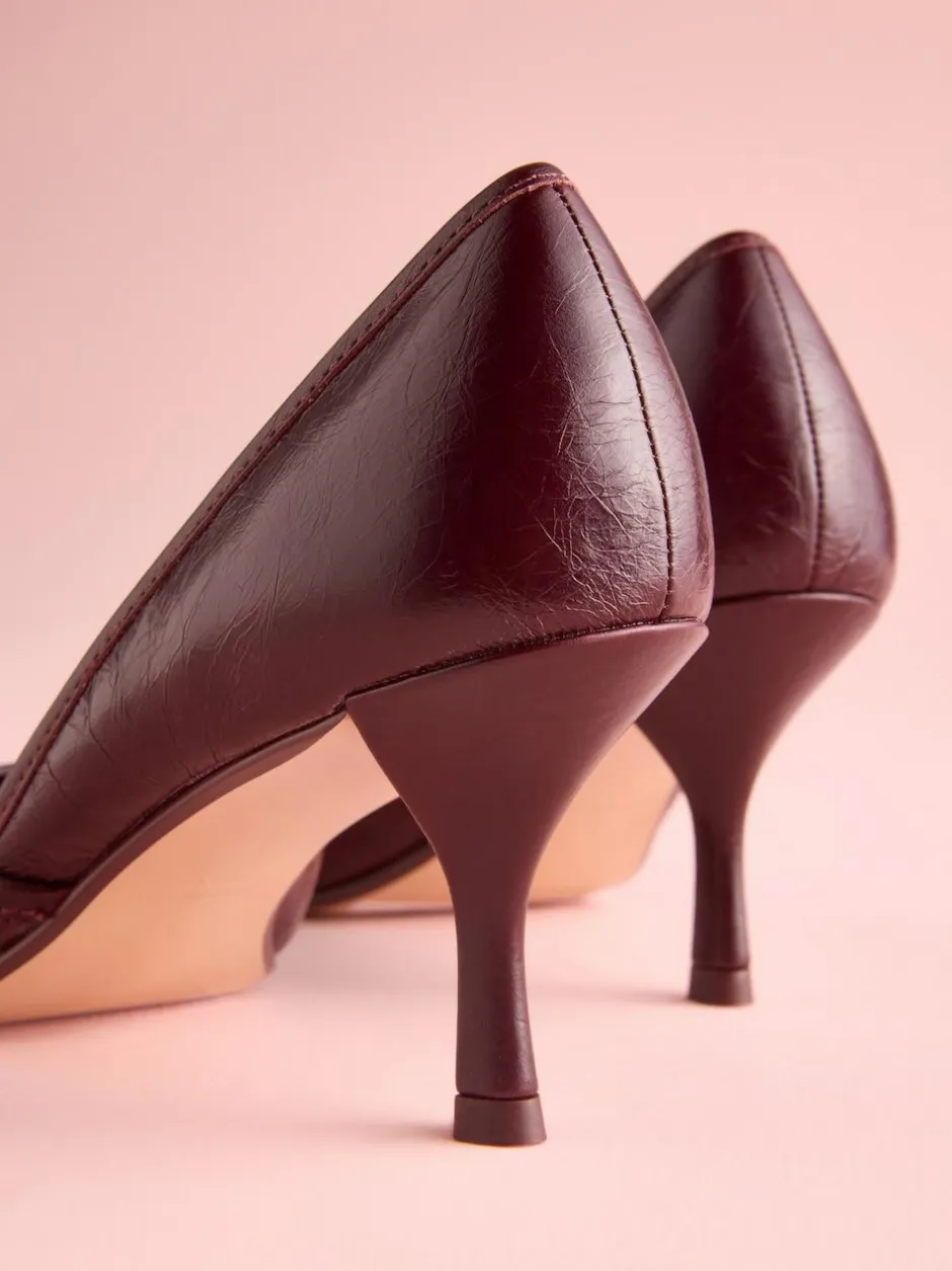 Next Tabitha Simmons x Mary Grace Leather Chisel Toe Court Heels Burgundy Red Leather New