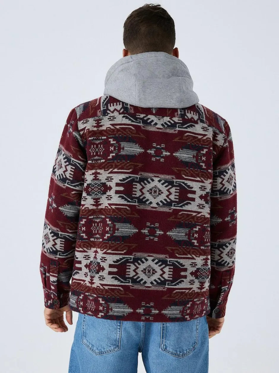 Next Burgundy Red Navajo Style Shacket Hot