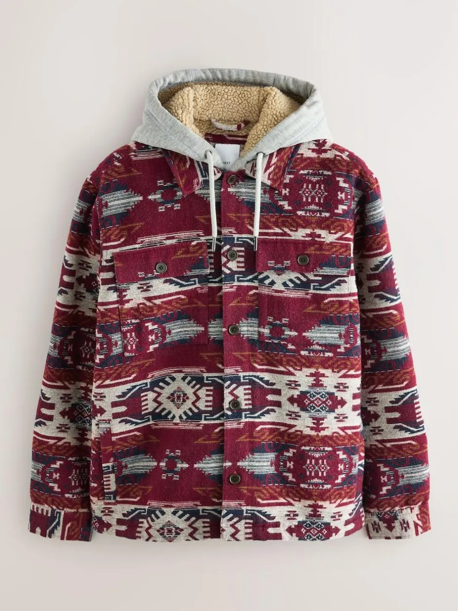 Next Burgundy Red Navajo Style Shacket Hot