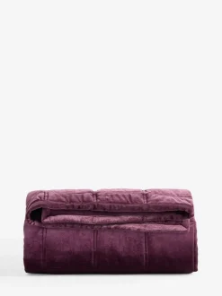 Next Burgundy Red Quilted Lustre Velvet Bedspread Clearance