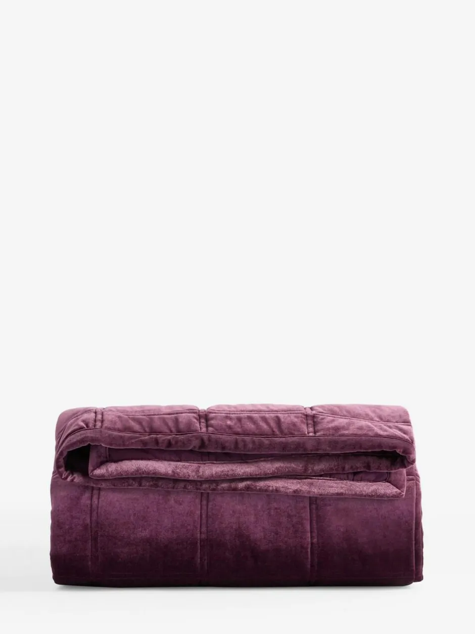 Next Burgundy Red Quilted Lustre Velvet Bedspread Clearance