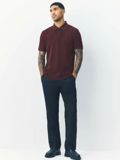 Next Burgundy Red Regular Fit N.Premium Smart Jaquard Polo Shirt Online