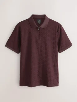 Next Burgundy Red Regular Fit N.Premium Smart Jaquard Polo Shirt Online