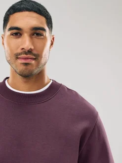 Next Burgundy Red Regular Fit Heavyweight Cotton Rich Crew Neck Sweatshirt Best