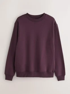 Next Burgundy Red Regular Fit Heavyweight Cotton Rich Crew Neck Sweatshirt Best
