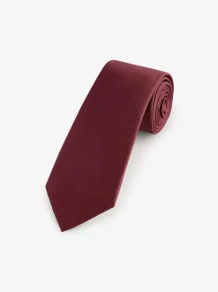 Next Burgundy Red Slim Textured Tie Best