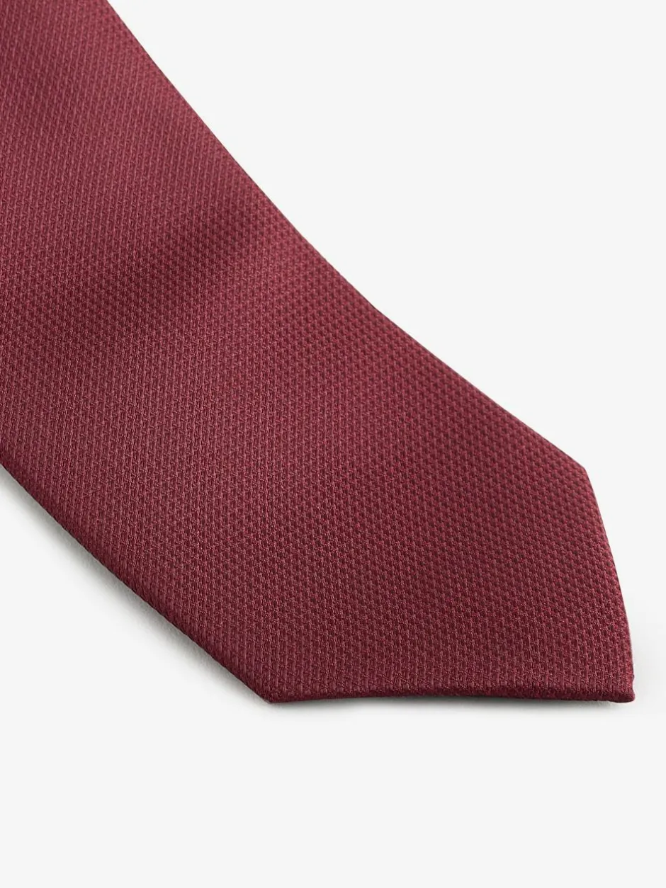 Next Burgundy Red Slim Textured Tie Best