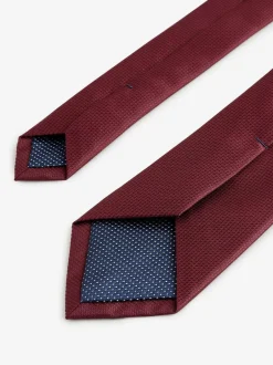 Next Burgundy Red Slim Textured Tie Best