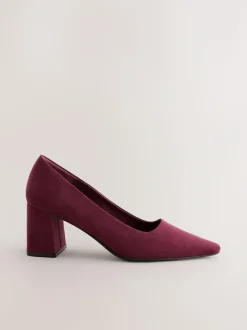 Next Standard/Wide Fit Standard Chisel Toe Block Courts Burgundy Red Discount