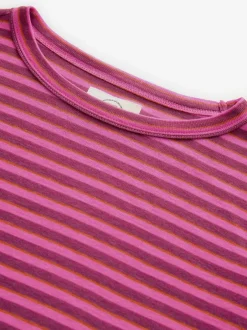 Next Burgundy Red Stripe Long Sleeve Crew Neck T-Shirt