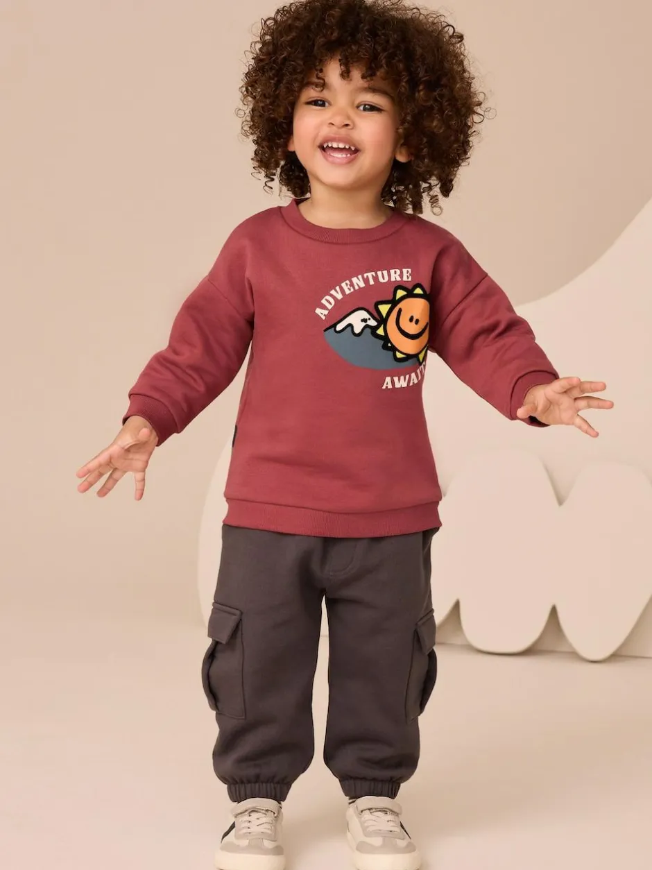 Next Sweatshirt and Utility Joggers Set (3mths-7yrs) Burgundy Red Outlet