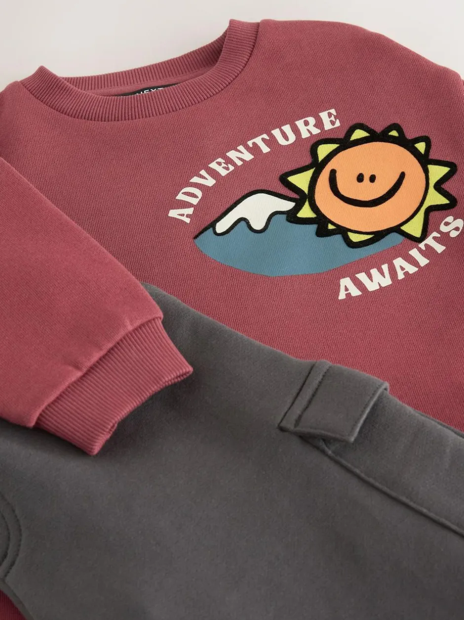 Next Sweatshirt and Utility Joggers Set (3mths-7yrs) Burgundy Red Outlet