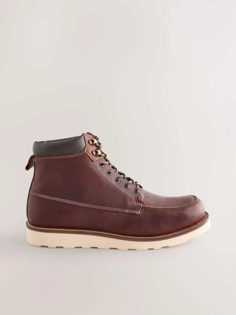 Next Tall Apron Wedge Boots Burgundy Red Outlet