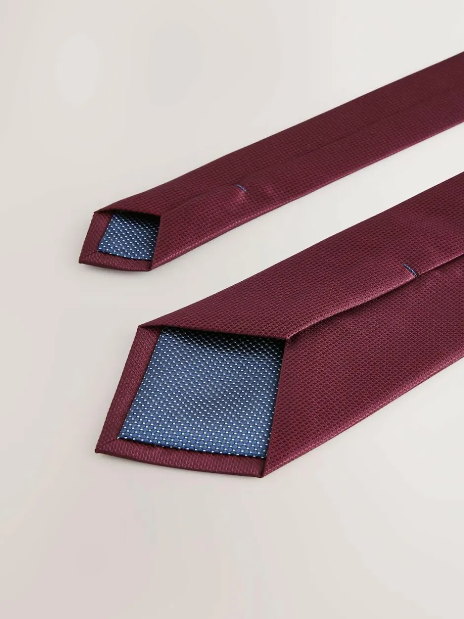 Next Textured Tie Burgundy Red Hot