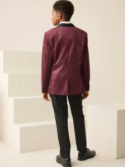 Next Textured Velvet Blazer (3-16yrs) Burgundy Red Hot