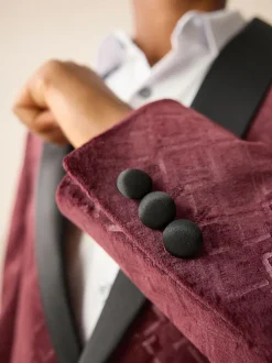 Next Textured Velvet Blazer (3-16yrs) Burgundy Red Hot
