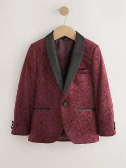 Next Textured Velvet Blazer (3-16yrs) Burgundy Red Hot