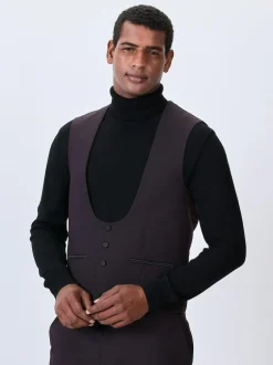 Next Burgundy Red Tuxedo Suit Waistcoat