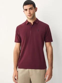 Next Burgundy Red/Charcoal Grey/Ecru Cream Regular Fit Short Sleeve Jersey Polo Shirts 3 Pack Sale