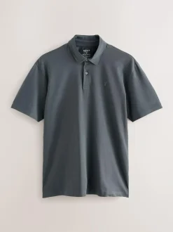 Next Burgundy Red/Charcoal Grey/Ecru Cream Regular Fit Short Sleeve Jersey Polo Shirts 3 Pack Sale