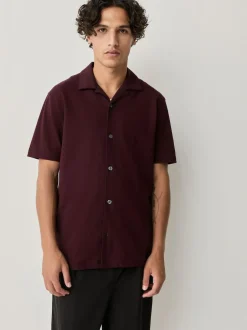 Next Short Sleeve Pique Shirts 3 Pack Burgundy Red/Navy Blue/Olive Green Sale