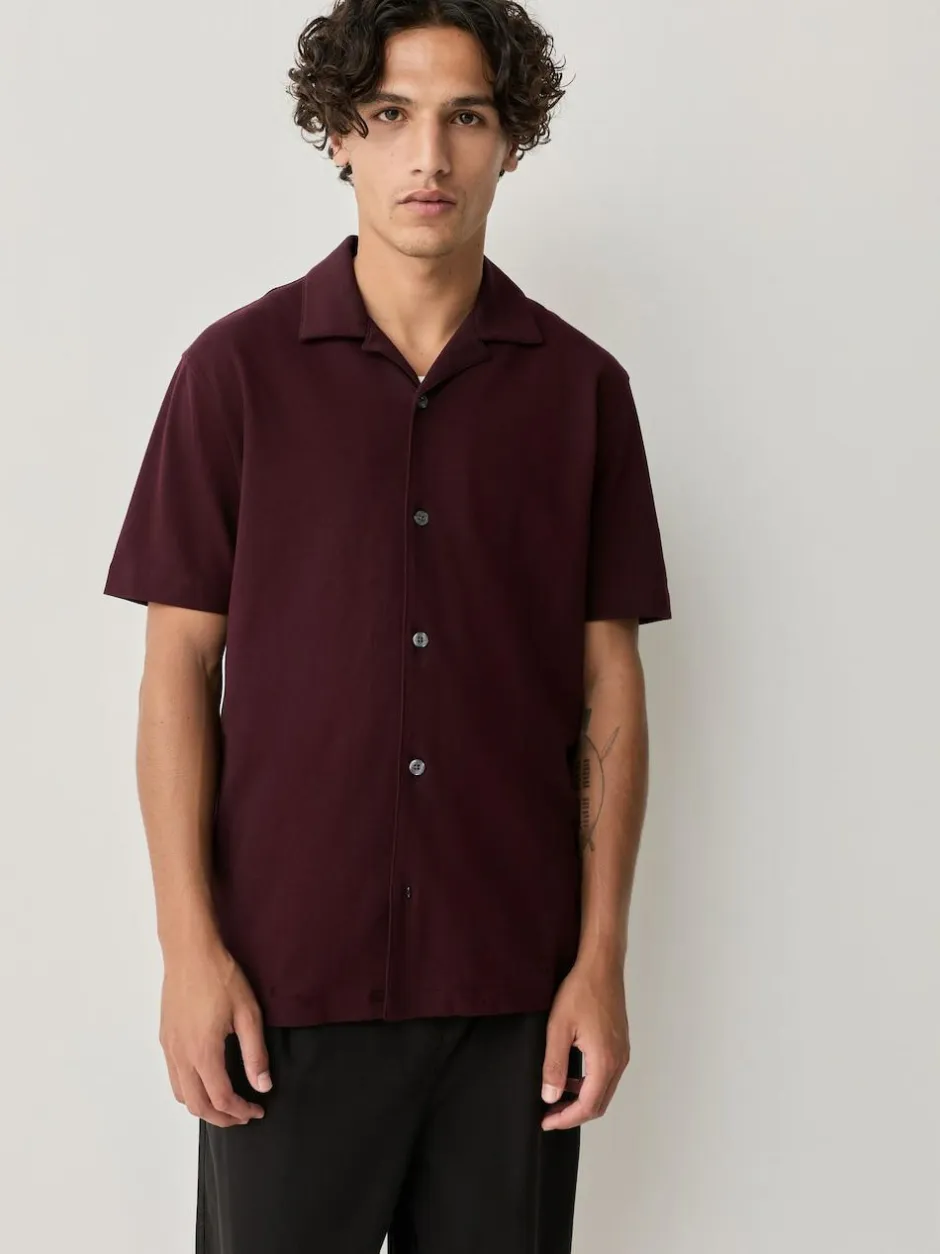 Next Short Sleeve Pique Shirts 3 Pack Burgundy Red/Navy Blue/Olive Green Sale